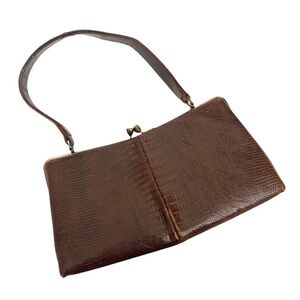 Vintage Deitsch Saks Fifth Avenue Alligator Purse Handbag Purse Brown 1940s/1950
